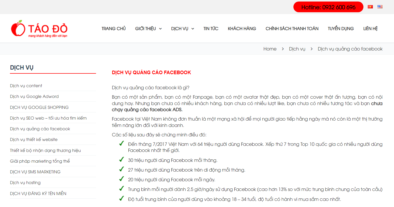 dịch vụ chạy quảng cáo fanpage