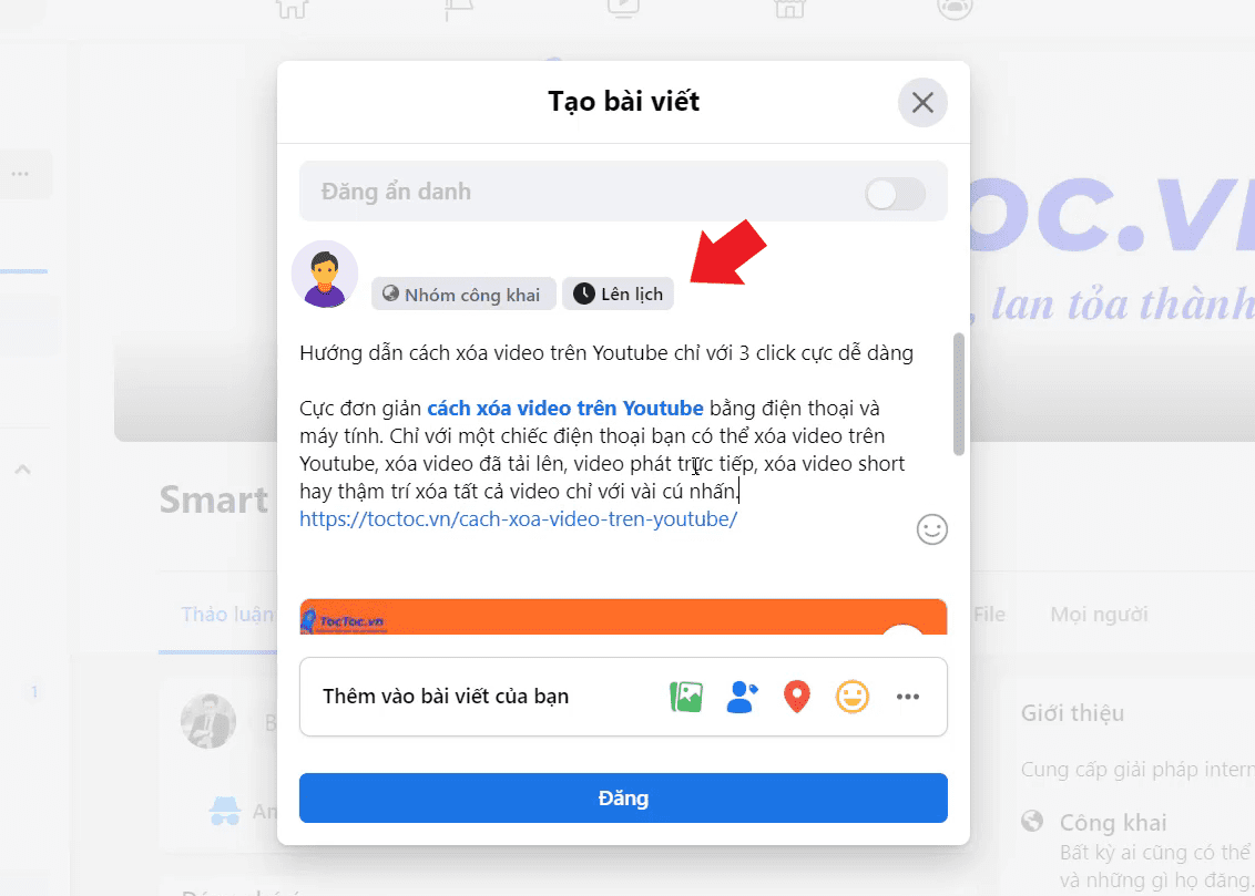 cách hẹn giờ đăng bài trên facebook