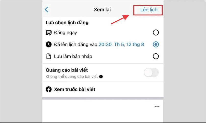 cách hẹn giờ đăng bài trên facebook