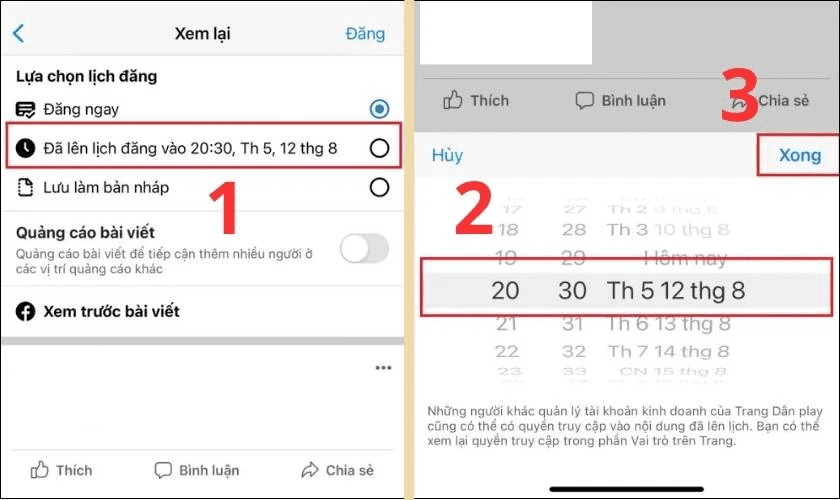 cách hẹn giờ đăng bài trên facebook