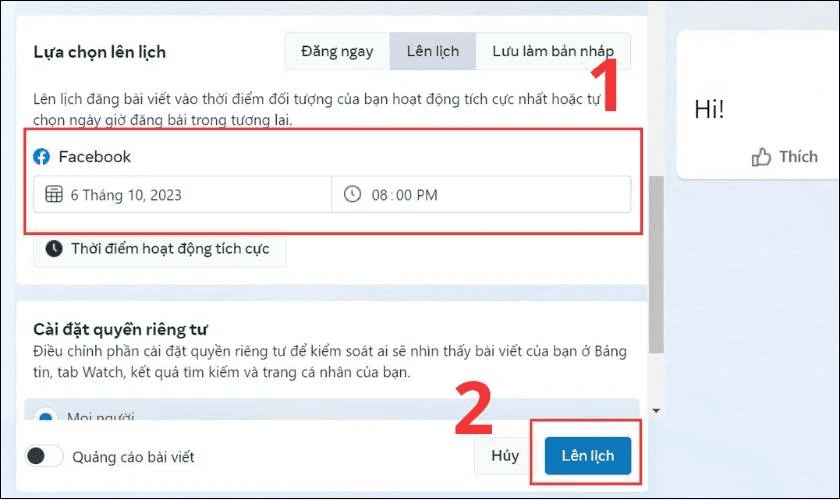 cách hẹn giờ đăng bài trên facebook