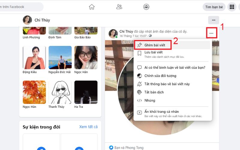 cách ghim bài viết trên facebook