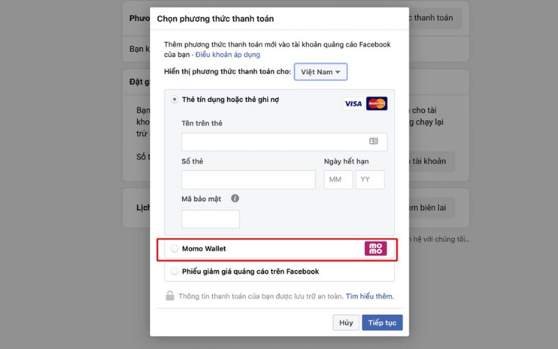 chạy quảng cáo facebook bằng momo